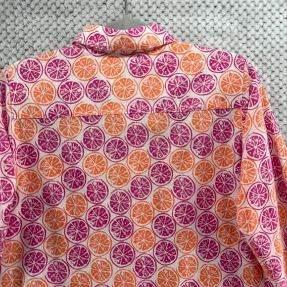 Foxcroft Top Womens 6 Relaxed Orange Button Up Shirt Long Sleeve Wrinkle Free - Picture 8 of 13